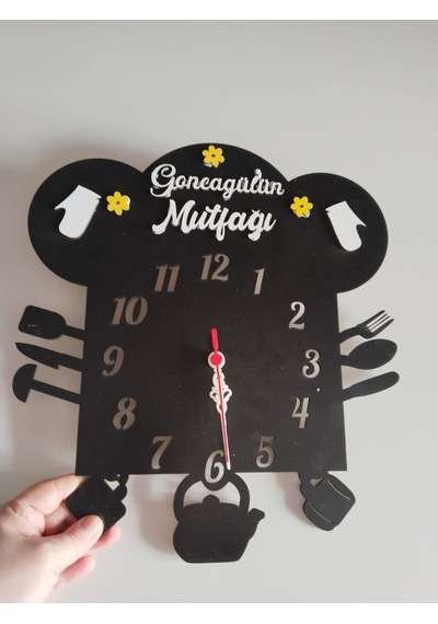 Mutfak Duvar Saati Kişiye Özel İsimli Mutfak Malzemeleri Temalı Renkli