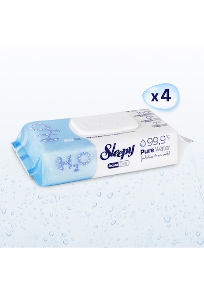 Sleepy Aquacare H2o Yenidoğan Islak Bebek Havlusu 4x50 4'lü Set