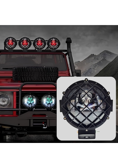 Off Road Kafesli Skull Delici Spot Led Sis Farı Ve Çalışma Lamba