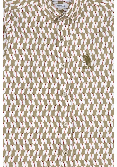 U.s. Polo Assn. Erkek Çocuk Haki Gömlek Desenli 50283862-vr027 Yeşil