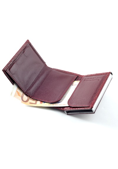 Ancora Leather Hakiki Deri Croco Mekanizmalı Erkek Cüzdanı Bordo