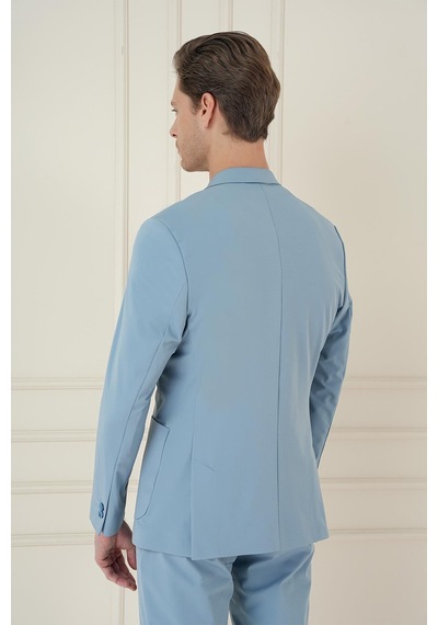 Efor Slim Fit Mono Yaka Çift Yırtmaç Torba Cep Casual Havacı Mavi Ceket C 697 Mavi