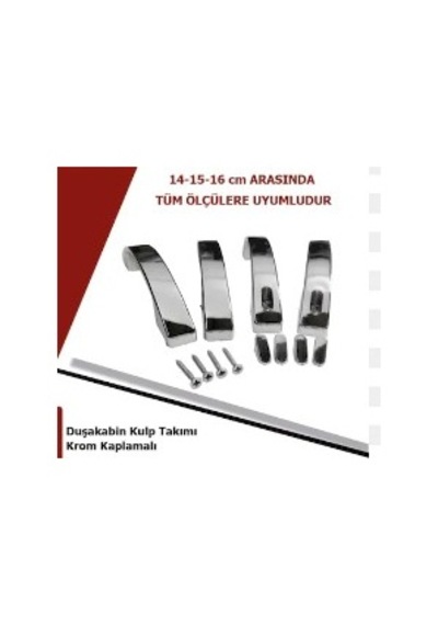 Duşa Kabin Kulp Takımı Krom Kaplamalı 14-15-16cm Diğer