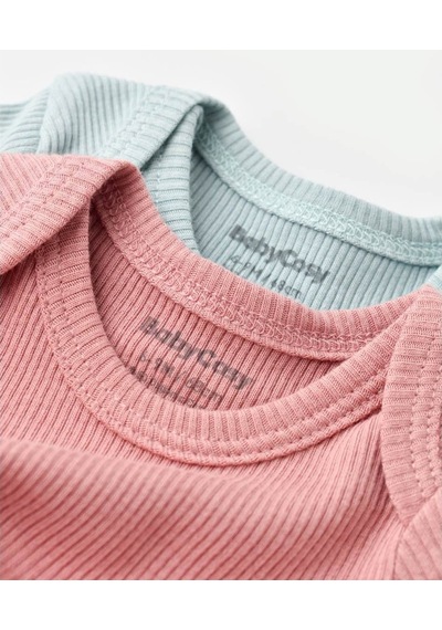 Rebebe Babycosy Modal 2 Li Kısa Kollu Bebek Badi - Bebek Body - Csym1120 (544628673) Yeşil - Pembe
