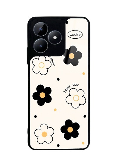 Realme C53 White Lucky Happy Day Tasarımlı Glossy Telefon Kılıfı Beyaz