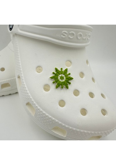 Crocs Terlik Süsü Ve Aksesuarı , Çanta Süsü Jibbitz Frozen Kar Tanesi 03 Görsel Figür Aksesuar Yeşil-beyaz