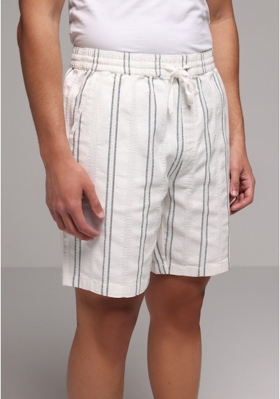 Colin's Colins Regular Fit Orta Bel Çizgili Erkek Beyaz Şort Cl1079595 Q1.v2 Ofw