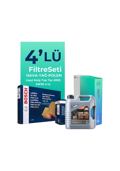 Bosch Opel Crossland 1.2 Turbo Benzinli Filtre Bakım Seti Liqui Moly Motor Yağlı (2017-2024) 4 Lü -