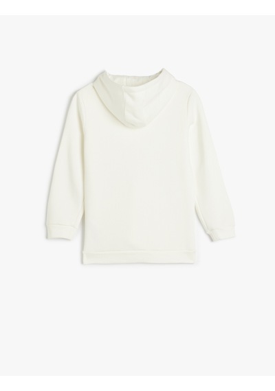 Koton Basic Kapşonlu Kanguru Cepli Uzun Kollu Sweatshirt Ekru 5wkb10106tk Ekru