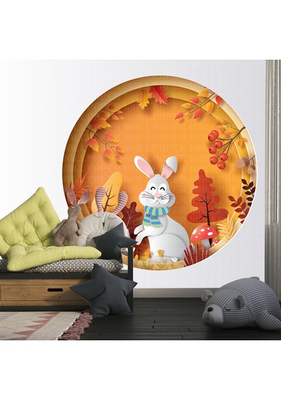 Daire Desende Tavşan Çocuk Odası Poster Duvar Kağıdı
