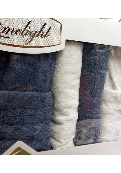 Limelight Select Ekonomik Aile Bornoz Seti 6 Parça -krem İndigo Krem - Indigo