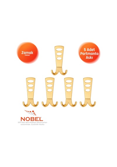 Seylan Portmanto Askısı, Metal Vestiyer Askısı, Altin, Duvar Ve Dolap Askılığı 5'li Set Vidalı Altın