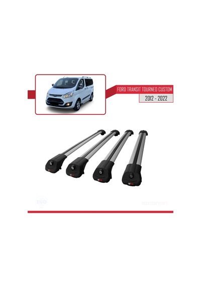 Ford Transit Tourneo - Custom 2012-2023 Arası İle Uyumlu Ace-1 Ara Atkı Tavan Barı Gri 4 Adet Bar