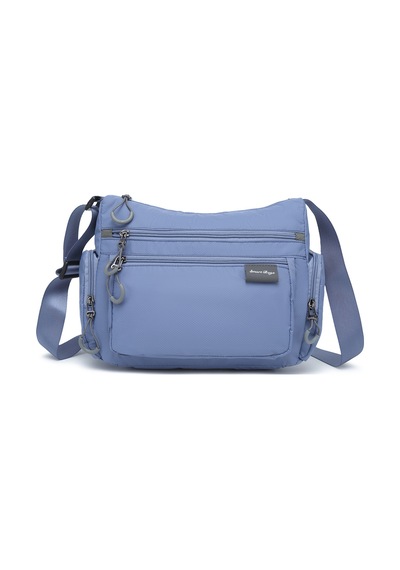 Smart Bags Mavi Orta Boy Çok Cepli Su Geçirmez Ultra Hafif Kumaş Kadın Çapraz Çanta