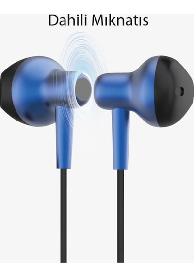 Süper Bass Kablolu Kulaklık , H677 Mavi Mikrofonlu Metal Kablolu Kulaklık , Premiu Diğer