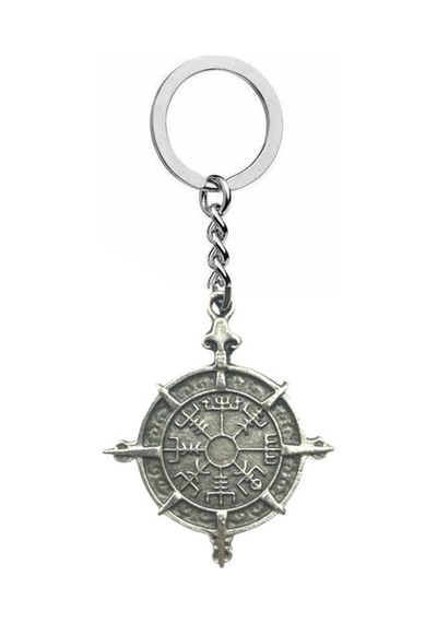 Viking Pusulası Vegvísir Figürlü Unisex Anahtarlık Koruma Ve Mitolojik Anlam Taşıyan Aksesuar