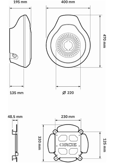 Orge Round Base 22kw Elektrikli Araç Şarj Cihazı Duvar Tipi