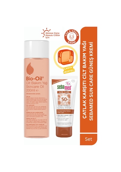 Bio-Oil Cilt Bakım Yağı 200 ML + Sun Care Güneş Kremi SPF50+ + Makyaj Çantası