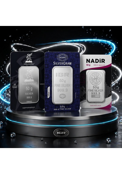 50 Gram Külçe Gümüş 999 / 999,9 Saflık Yatırımlık Gram Gümüş, Rafineri Ambalajlı
