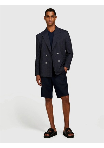Sisley %100 Keten Slim Fit Bermuda Şort Erkek Lacivert Şort - 325p4aghs9010