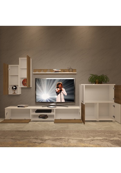 Decoraktiv Eko 6 Mdf Dvd Tv Ünitesi Tv Sehpası - Beyaz Pera Beyaz - Meşe