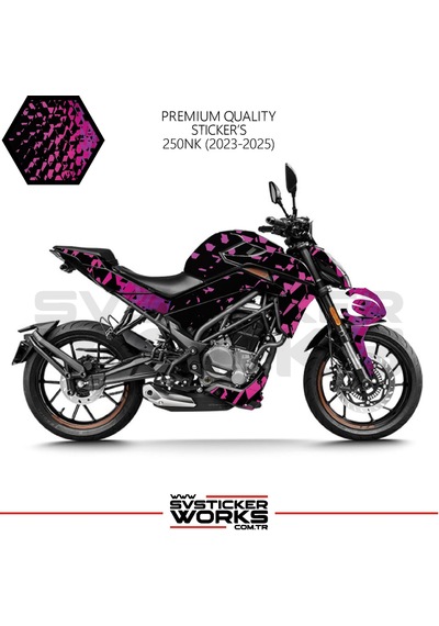 Cfmoto 250nk Sticker Kaplama Pembe Motor Kaplama Modeli Hazır Kit 2023 / 2025 Uyumlu Siyah
