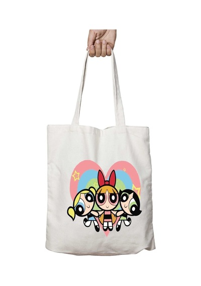 Art Hediye Powerpuff Girls Heart İki Taraf Kalıcı Yıkanabilir Okul Plaj Omuz Bez Çanta Çok Renkli