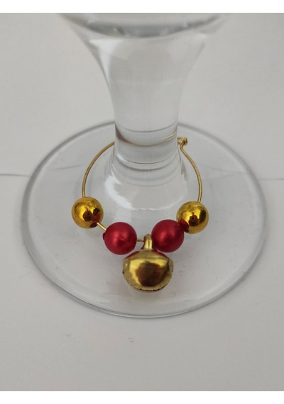 12 Adet Dekoratif Gold Mini Çanlı Yılbaşı Kadeh Süsü 3 Cm - Yılbaşı Kadeh Bileziği