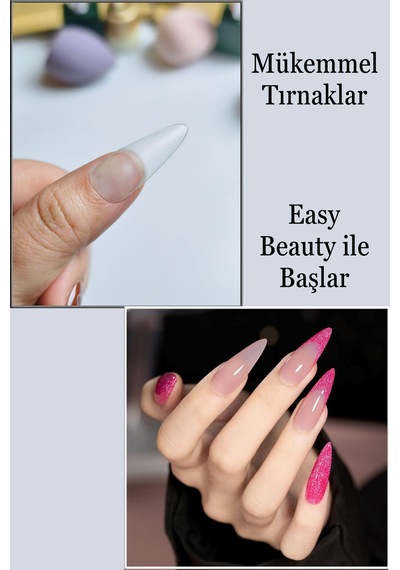 100 Adet Large Uzun Stiletto Törpülenmiş Jel Destekli Takma Tırnak Large