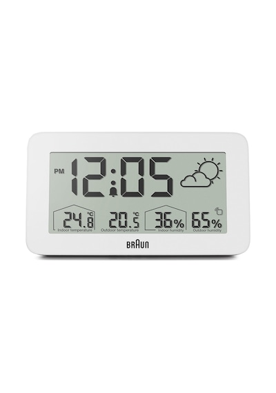 Braun Bc13wp Beyaz Dijital Hava Durumu Alarmlı Masa Saati Brn.bc13wp
