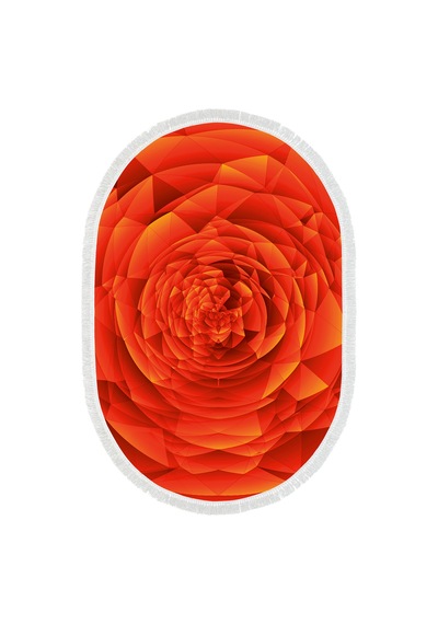 Kaymaz Dijital Mutfak & Salon Halı Trend Saçaklı Oval Geometrik E5011 Turuncu