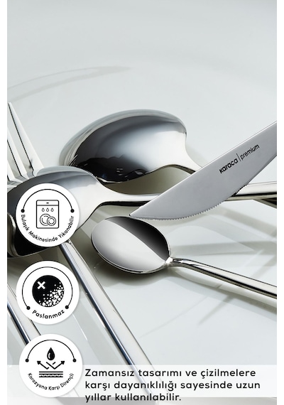 Karaca  316 Premium Mild Platin 12 Kişilik 84 Parça Çatal Kaşık Bıçak Takımı
