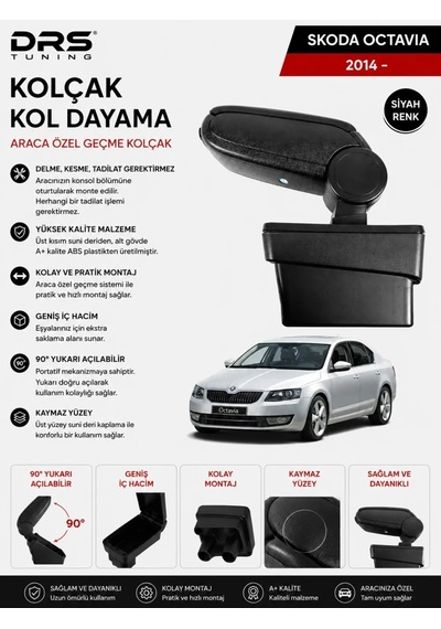 Skoda Octavia 2015 - 2020 Kolçak Kol Dayama Siyah