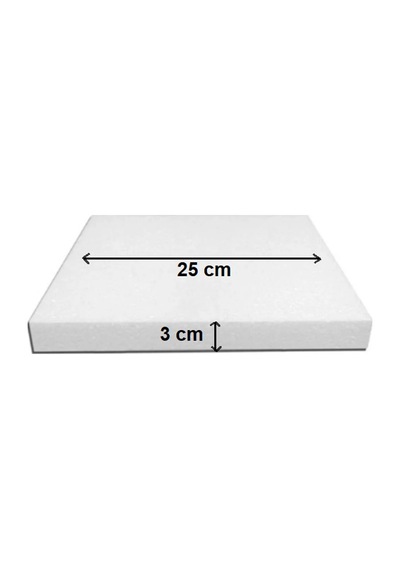 Dekoras Strafor Köpük Kare Pasta Taban Altlığı 25x25x3 Cm beyaz