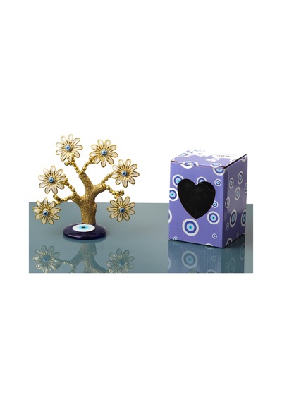 Feng Shui Nazar Boncuğu Çiçeği Hayat Ağacı Servet Çakra Şans Ağacı Mavi Göz Vitrin Masa Süsü Aster 14 Cm 94935310