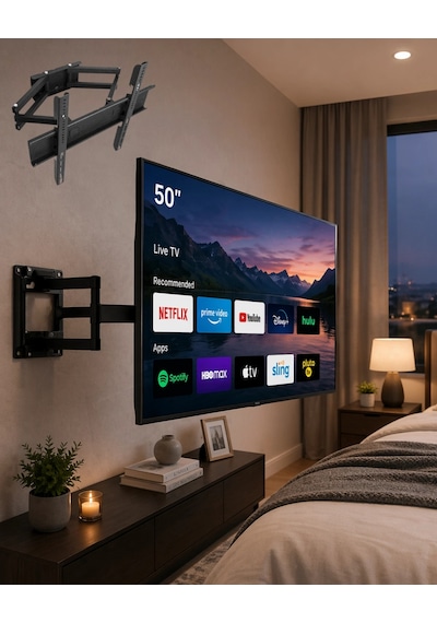 Hubrendy Tekno 32 55 İnç Tv Askı Aparatı Hareketli Duvar Askısı Döner Televizyon Tutucu