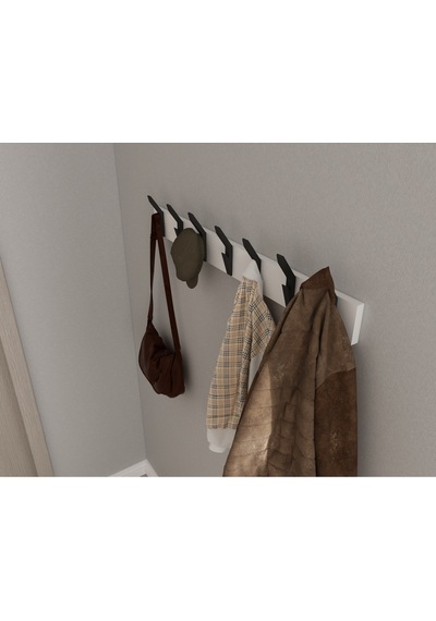 Hepsi3boyutlu Modern Duvar & Kapı Kanca Askılık - 7 Adet Siyah Kanca Askılık - Model No : 3 Siyah