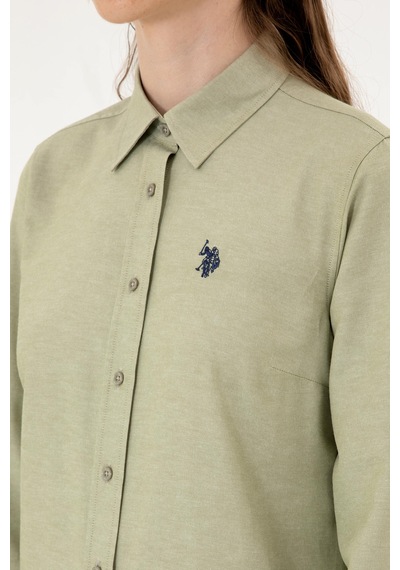 U.S. Polo Assn. Kadın Açık Haki Uzun Kollu Basic Gömlek 50316711-VR183 U.S. Polo Assn. Kadın Açık Haki Uzun Kollu Basic Gömlek 50316711-VR183