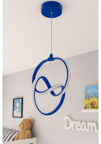 Doruk Mavi Renk Modern Tasarım - Salon - Mutfak - Hol Beyaz Led Sarkıt Avize Mavi