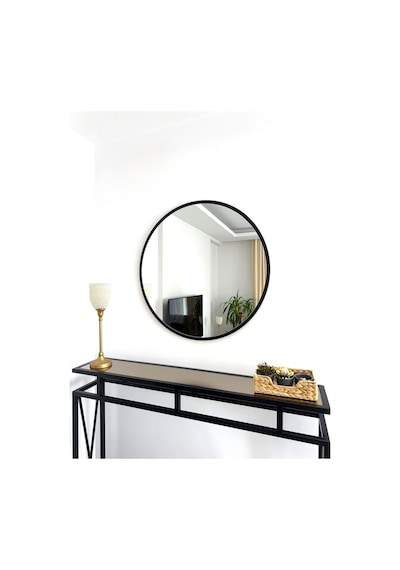 Effe Siyah Metal Çerçeveli 70 Cm Yuvarlak Ayna