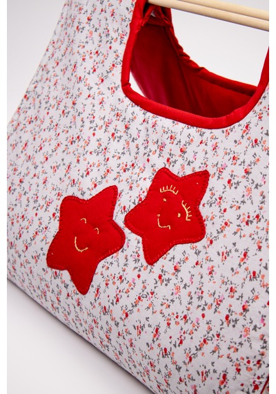 Fabric Craft Bag Borcam Taşıma Çantası Elyaf Dolgulu Yemek Taşıma Çantası Piknik Ve Fırın Kabı Kırmızı - Beyaz