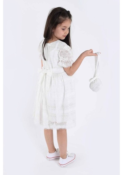 Aden Kids Kız Çocuk Çantalı Elbise BEYAZ