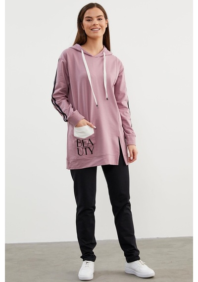 Sementa Kapüşonlu Oversize Eşofman Takım - Lila 001