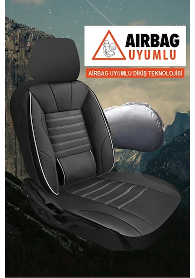 Renault Duster I Facelift 2013 1.5 Dci 85 Hp 2019 Uyumlu Stone Serisi Deri Siyah-beyaz Oto Kılıfı Tam Set