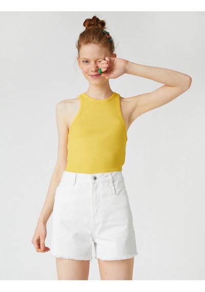 Koton Halter Yaka Atlet Sarı 2sal30067ık