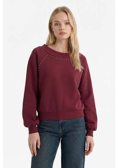 Defacto Oversize Geniş Kalıp Açık Omuz Kalın Kumaş Sweatshirt G7880ax25cwbr43 Bordo-br43