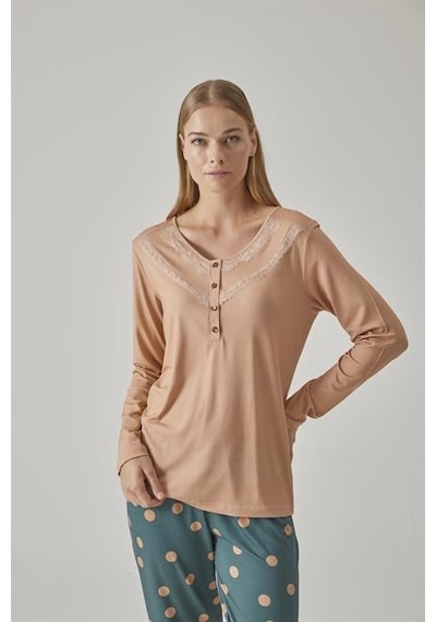Relax Mode Kadın V Yaka Pijama Takım - 10775 Renkli