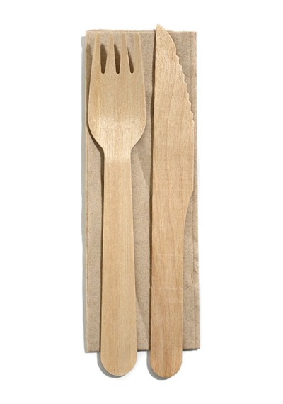 Ahşap Cutlery Set Çatal-bıçak-kraft Peçete 50 Adet