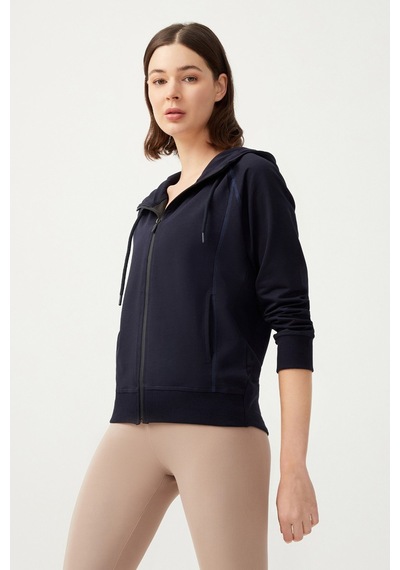 Los Ojos Kadın Lacivert Kapüşonlu Fermuarlı Sweatshirt Eşofman Üstü Lacivert
