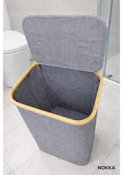 Kapaklı 75 L Katlanabilir Çamaşır Sepeti, Kirli Sepeti 57x40x30 Cm Diğer